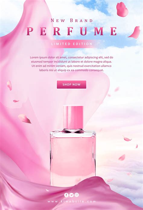 pink white perfume flyer.